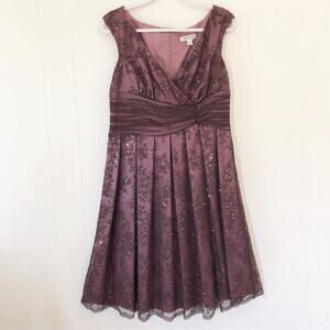 COLDWATER CREEK SIZE 10 DRESS BEADS SEQUIN OVER MESH PURPLE